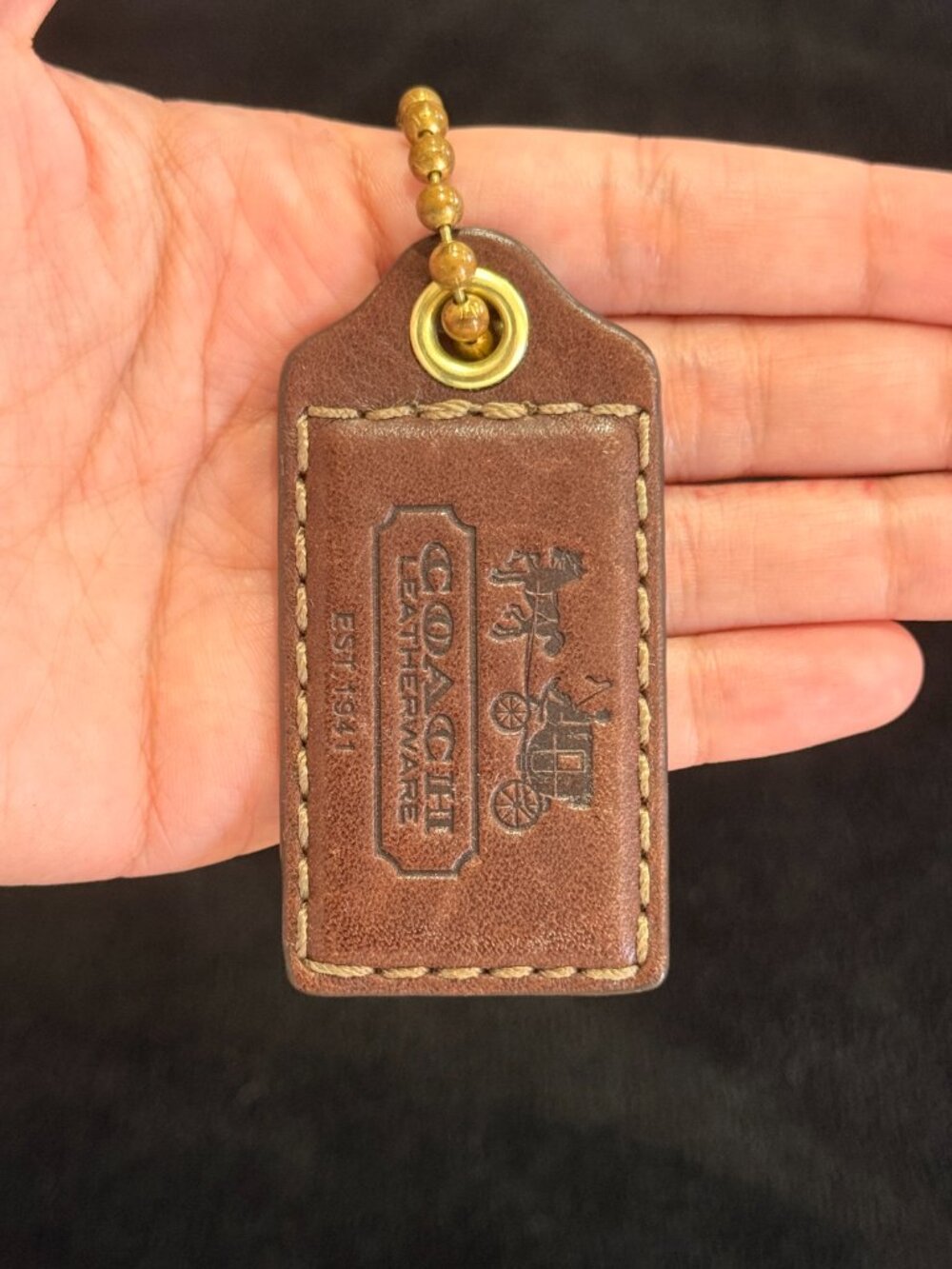 3" Large Y2K Coach Leather Key Fob Bag Charm Keychain Hang Tag/Hangtag